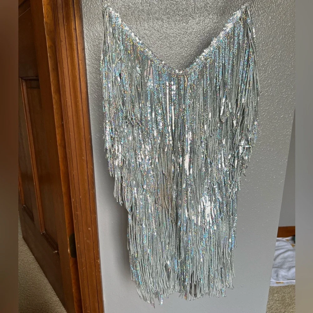 Silver Sequins BodySuit/Dress ( Size Small) - Picture 2 of 6